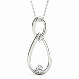 Lab-Grown D-VVS Round Cut Diamond Two Drops Infinity Necklace Pendant.