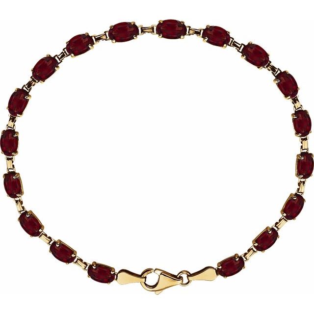 Oval Natural Mozambique Garnet Line Bracelet In Gold & Platinum