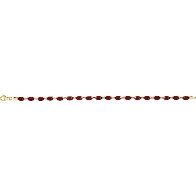 Oval Natural Mozambique Garnet Line Bracelet In Gold & Platinum