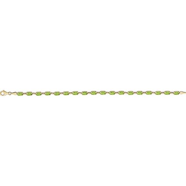 Oval Natural Peridot Line Bracelet In Gold & Platinum