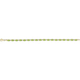 Oval Natural Peridot Line Bracelet In Gold & Platinum