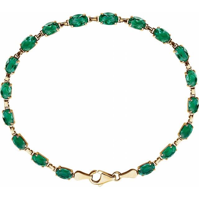 Oval Lab-Grown Emerald Line Bracelet In Gold & Platinum