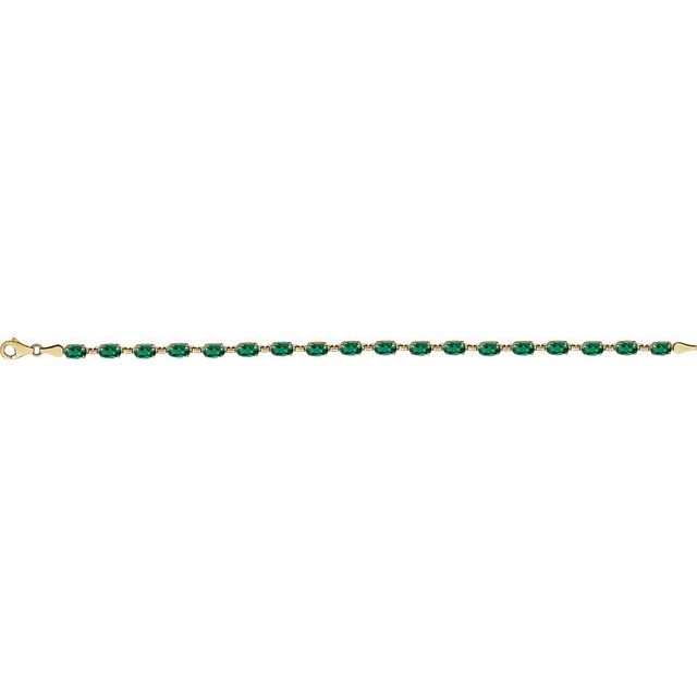 Oval Lab-Grown Emerald Line Bracelet In Gold & Platinum