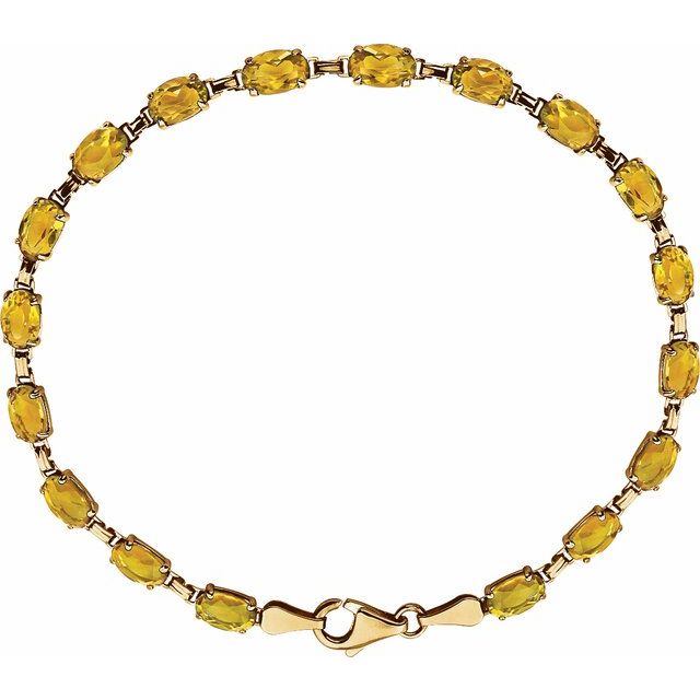 Oval Natural Citrine Line Bracelet In Gold & Platinum