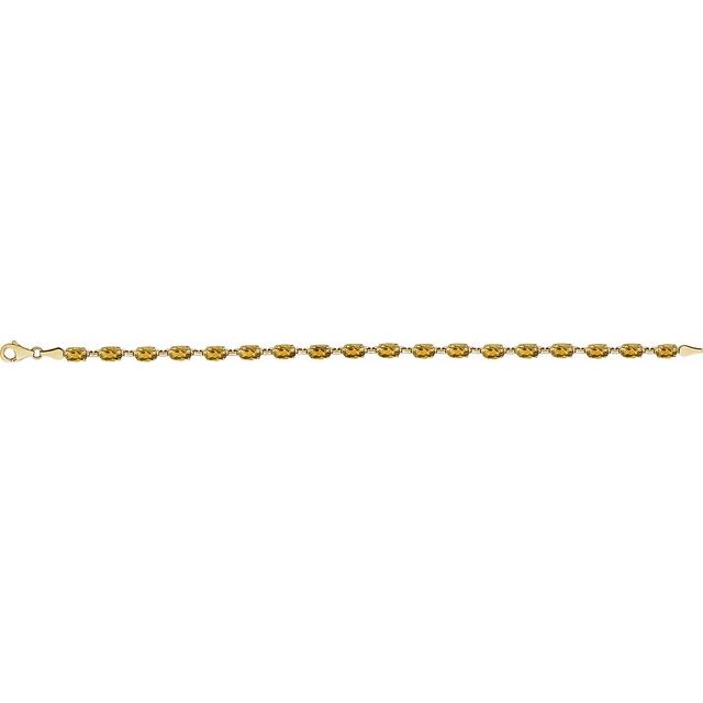 Oval Natural Citrine Line Bracelet In Gold & Platinum