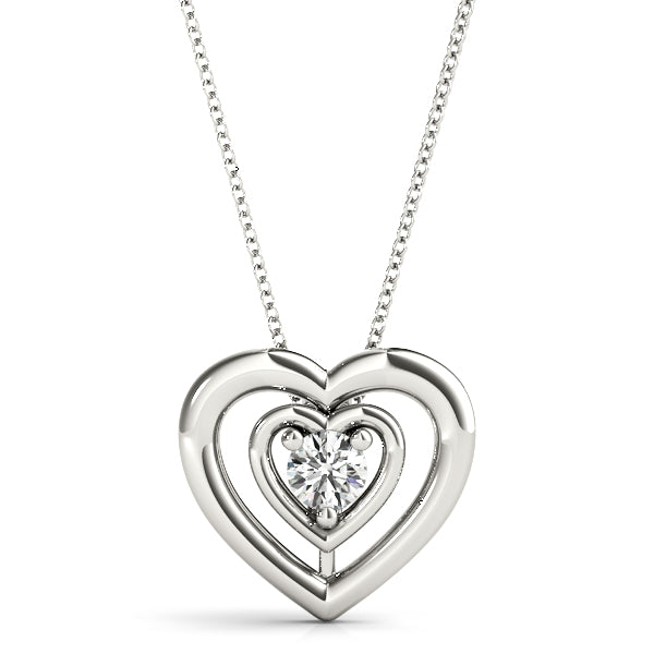 Pendentif Amour Éternel Deux Cœurs Diamant Rond