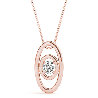 D-VVS Lab-Grown Round Cut Diamond Oval Shape Necklace Pendant.