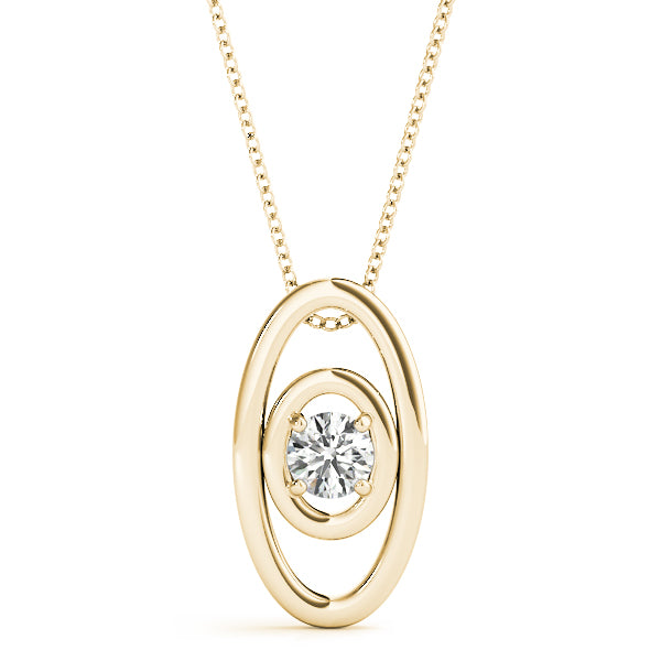 D-VVS Lab-Grown Round Cut Diamond Oval Shape Necklace Pendant.