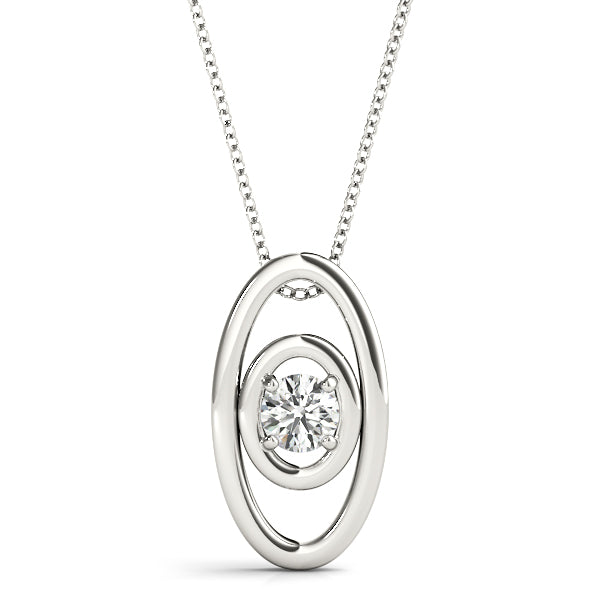 D-VVS Lab-Grown Round Cut Diamond Oval Shape Necklace Pendant.