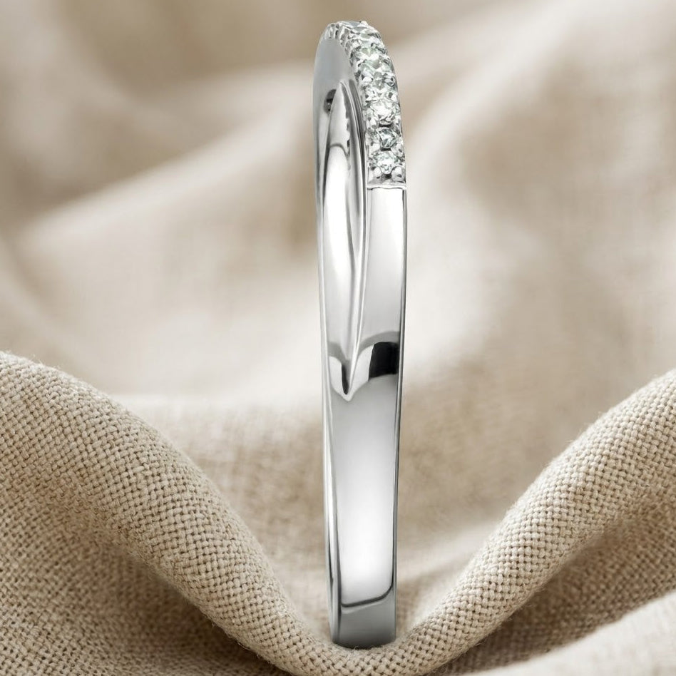 Lab Diamond Half Eternity Wave Ring 0.05ct in 925 Silver