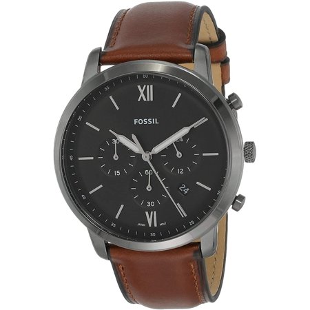 Fossil Men’s Neutra Chronograph Watch, Smoke Stainless Steel & Brown Leather