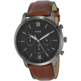Fossil Men’s Neutra Chronograph Watch, Smoke Stainless Steel & Brown Leather