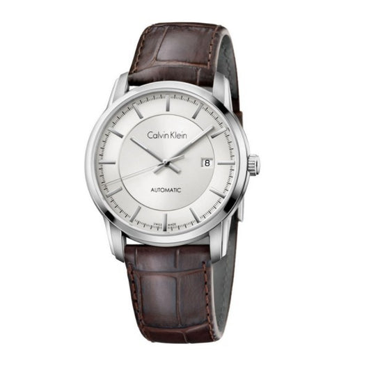 CK Calvin Klein K5s341g6 Infinity Silver Dial Automatic Men's Watch Brown One Size