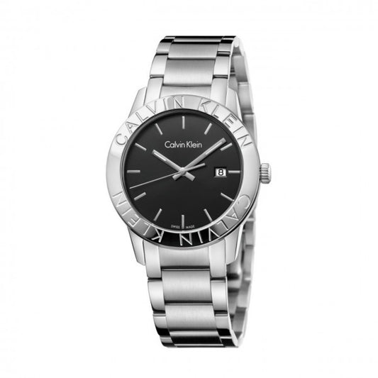 CK Calvin Klein K7q21141 Stainless Steel Black Dial Ladies Watch Silver One Size