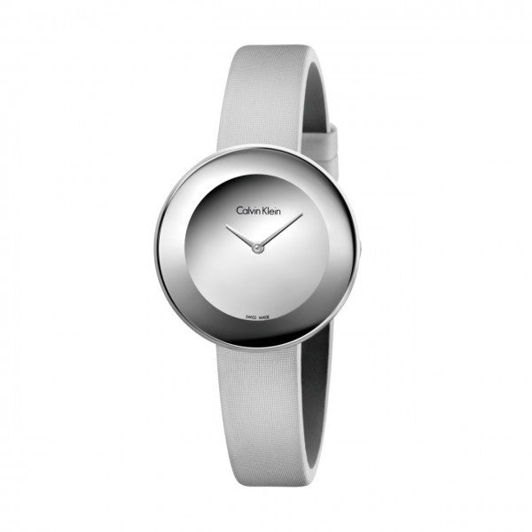 CK Calvin Klein  Chic Silver Tone Leather Dial Women's Watch