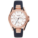 Fossil Riley ES3887 Ladies’ Rose-Gold Plated Watch – Crystal Bezel