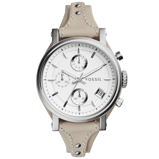 Fossil Es3811 Boyfriend Uhr Damenuhr Lederarmband Chrono Datum Creme