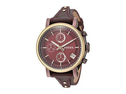 Women S Original Boyfriend ES4114 Wine Leather Quartz Fashion Watch