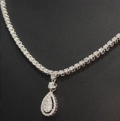 7 Carat Pear Cluster Drop Lab Grown Diamond Tennis Necklace | 950 platinum