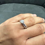 Solitär-Verlobungsring-Set mit 1,00 Karat, sechs Krappenfassung, gefertigt aus 9-karätigem Weißgold