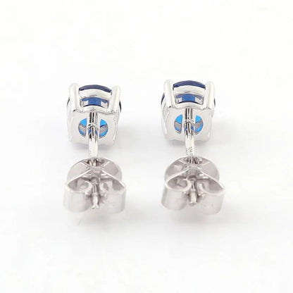 0.80ct Blue Sapphire White Gold Studs Earrings