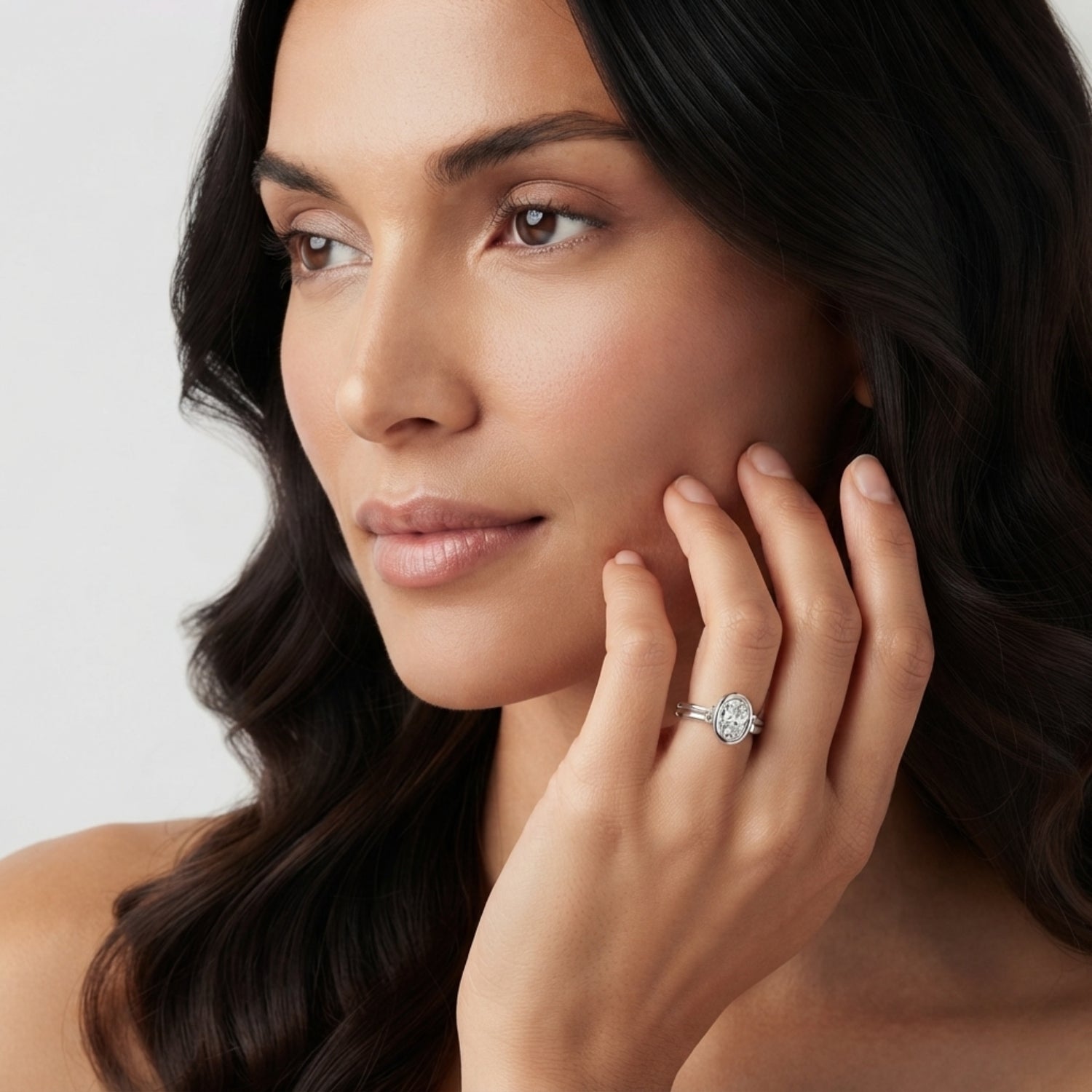 IGI Lab-Grown Oval Diamond Bezel Solitaire Engagement Ring, VVS Clarity D Color