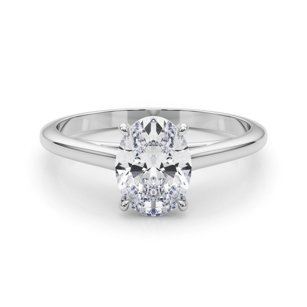 IGI Lab-Grown Oval Diamond 4 Prong Solitaire Engagement Ring, VVS Clarity D Color