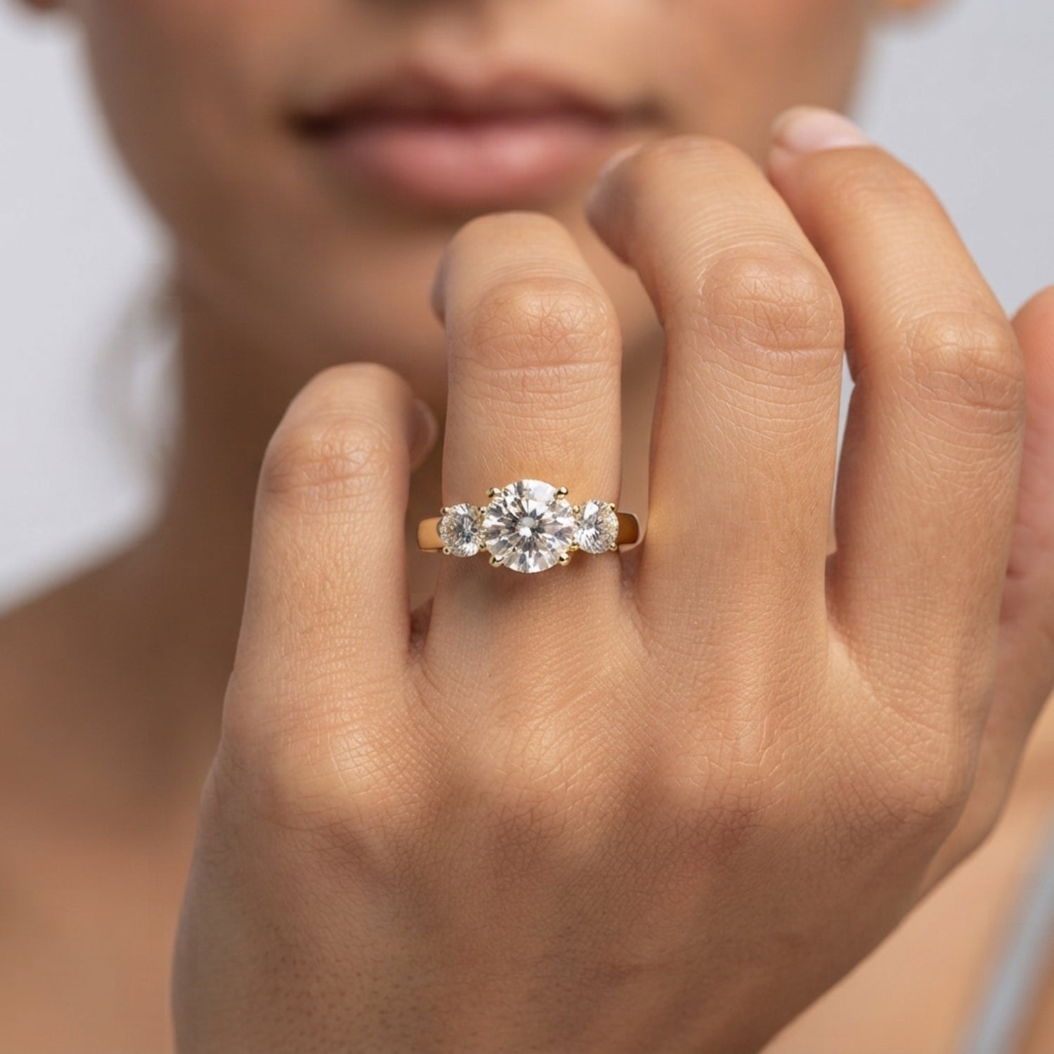 Three Stone Engagement Ring and Diamond Engagement Ring