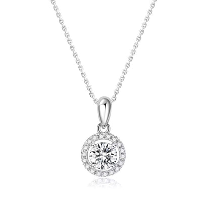 0.25ct Lab Diamond Halo Pendant Necklace In Gold