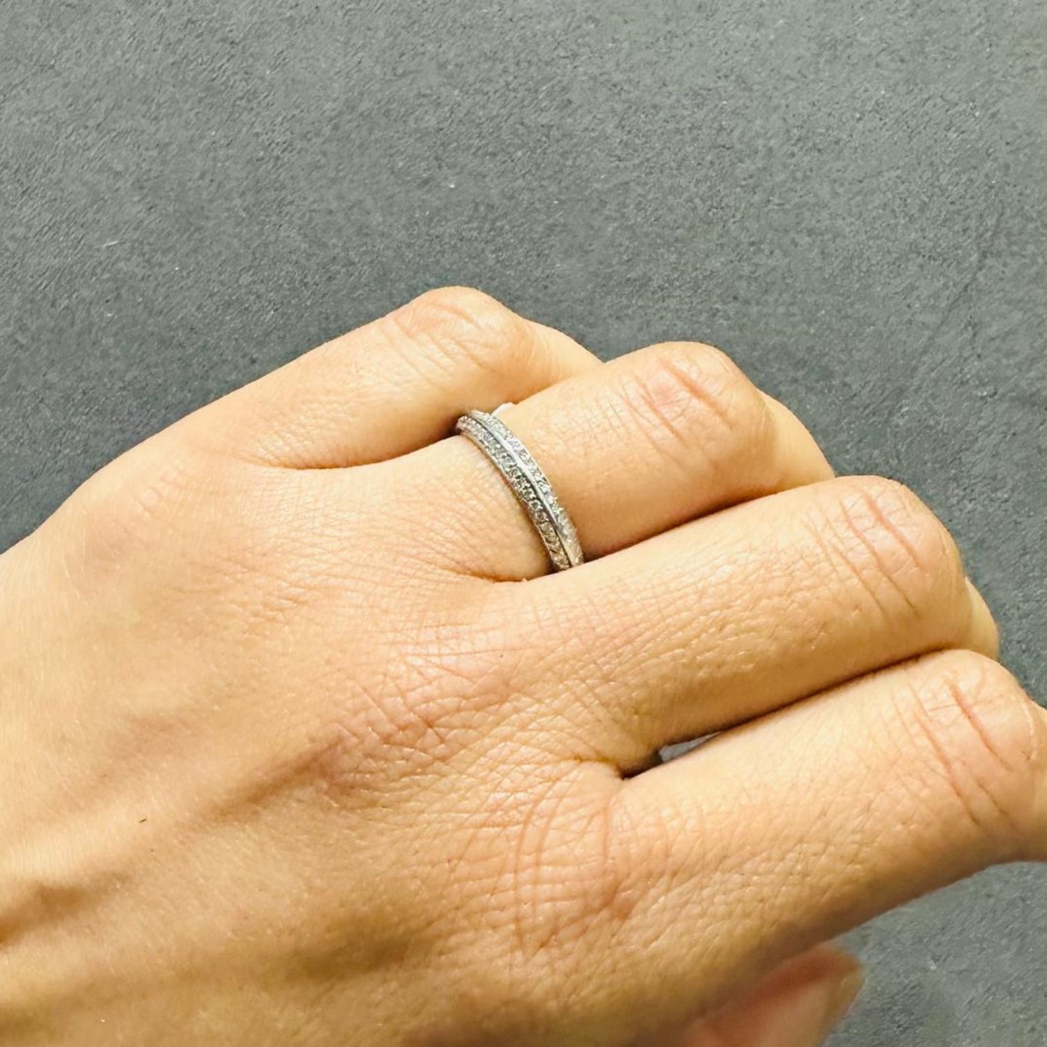 double row diamond pave eternity band