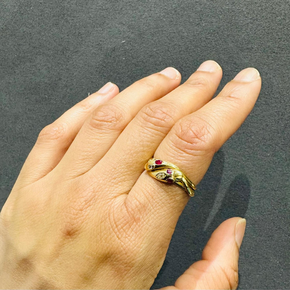 diamond ruby snake ring