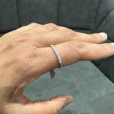 9K White Gold Round Cut Lab Grown Diamond Half Eternity Ring for Women