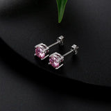 0.45Ct Sapphire Pink Round Solitaire Studs Earring in White Gold
