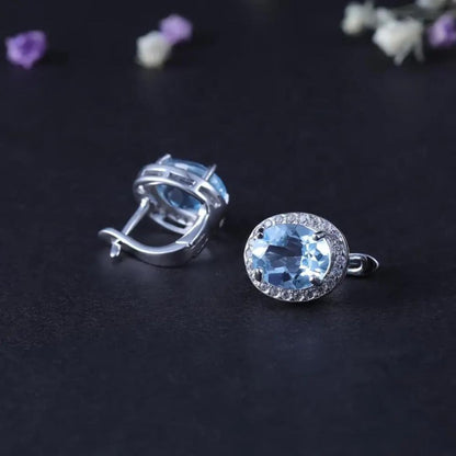 0.12ct Diamond Aquamarine White Gold Earrings