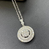 0.60Ct Round Lab Grown Diamond Halo Pendant Necklace in White Gold With Chain