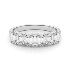 Natural Diamond 7 Stone Emerald Cut Wedding Band Crafted in Platinum |  Timeless Jewellery
