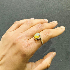 opal diamond halo ring