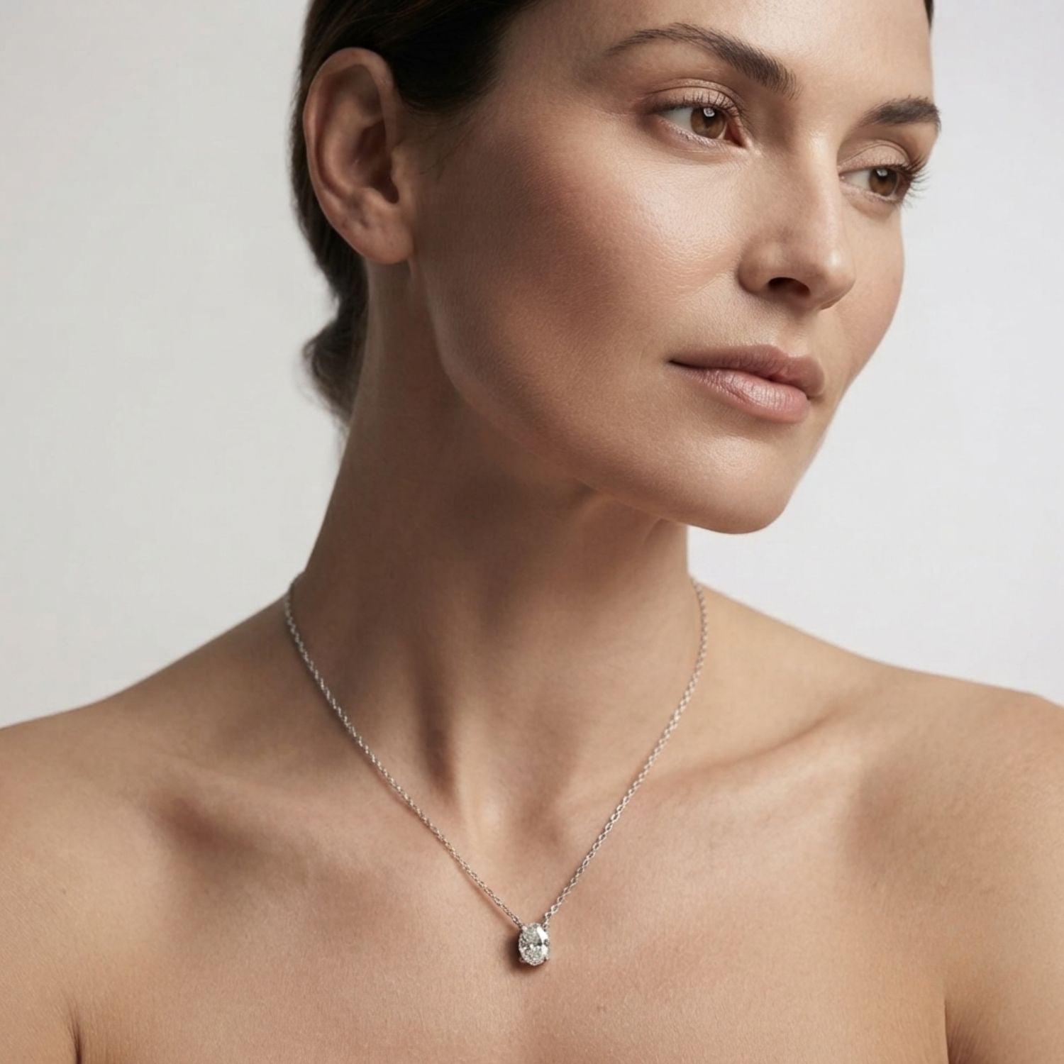 Lab Grown Oval Diamond Pendant | Solitaire Pendant Without Chain