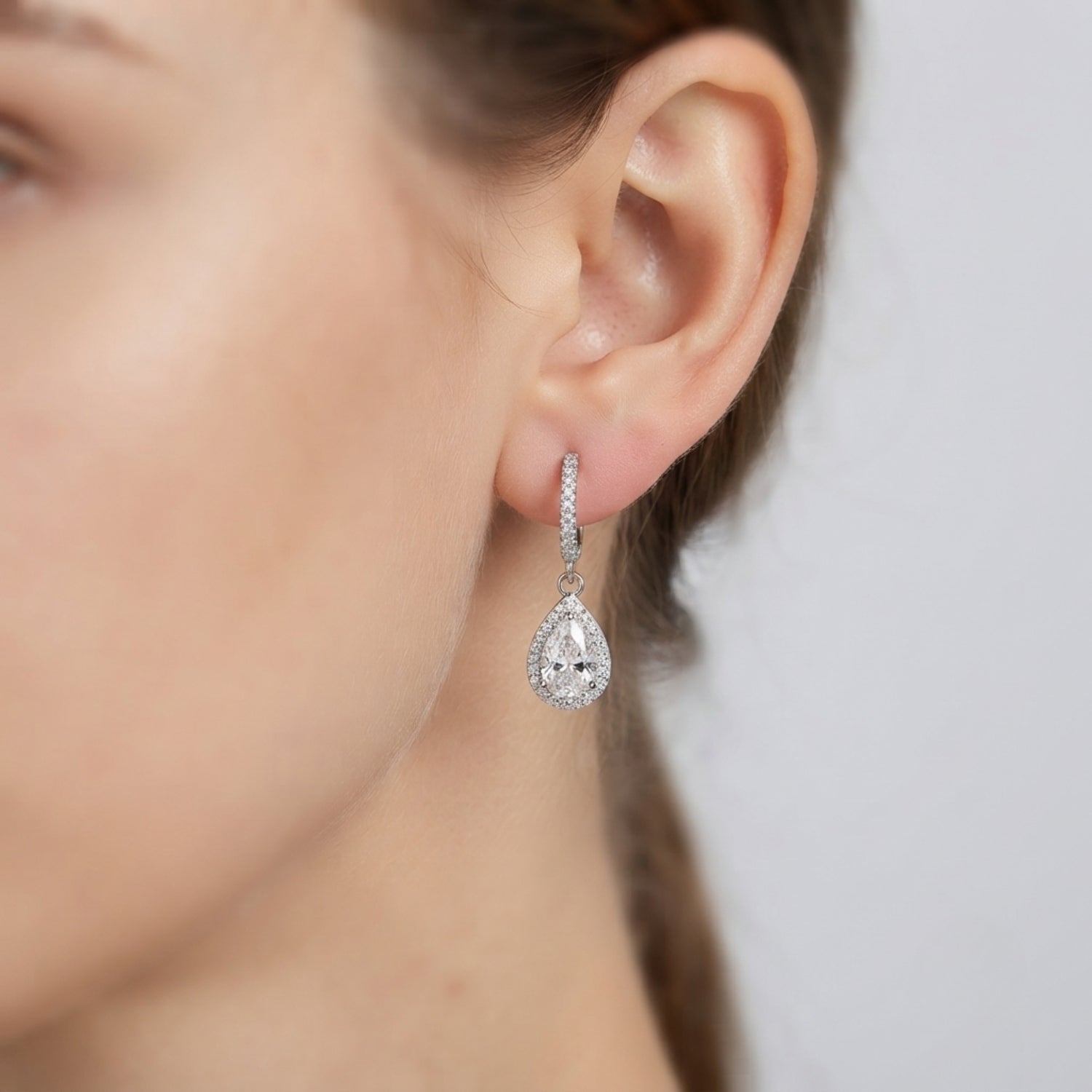 0.30Ct Lab Grown Diamond Dangle Drop Earrings in 9K White Gold