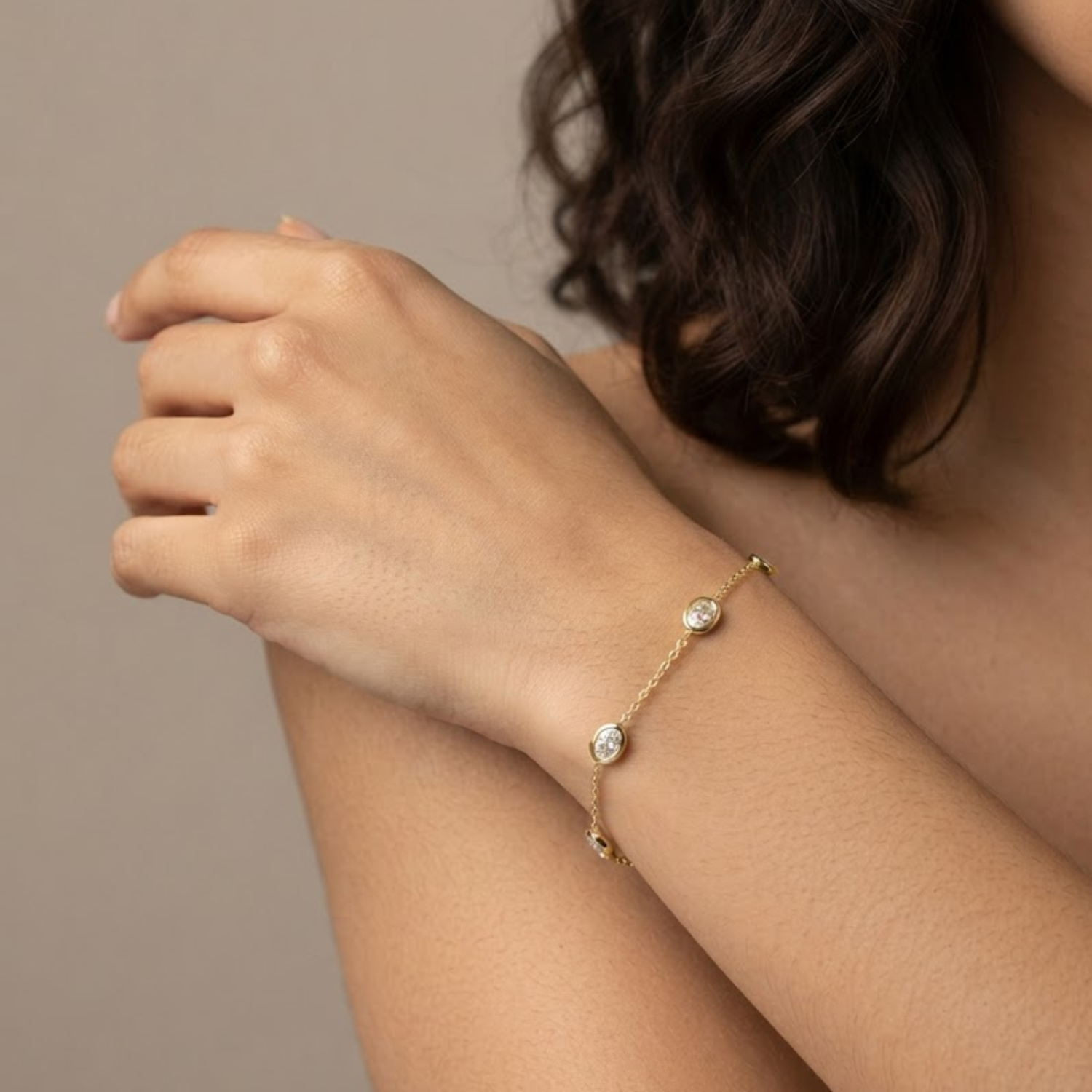 0.8 Carat D-E/VS Lab Grown Oval Diamond Everyday Bracelet 9k Yellow Gold Ready To Ship