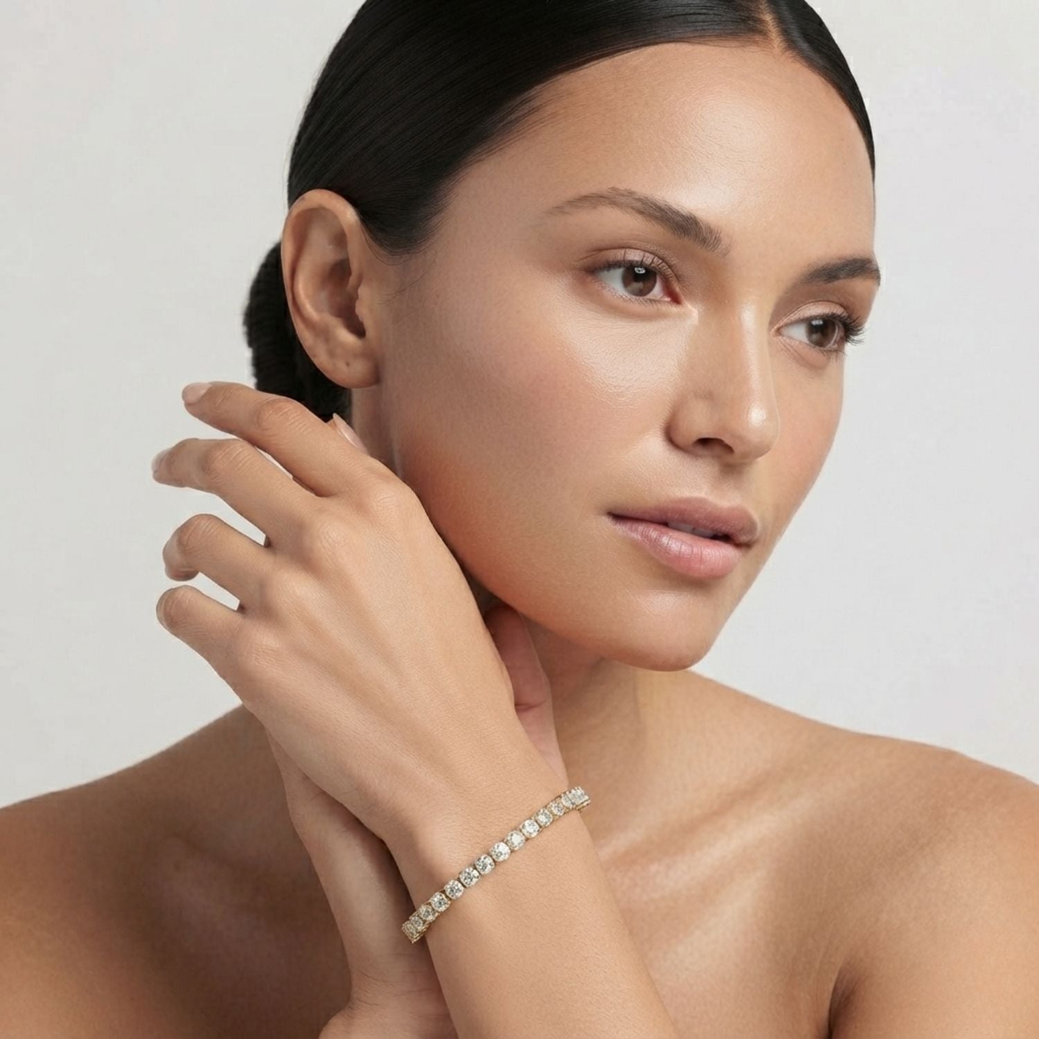 Round Cut Lab Grown Diamond Tennis Bracelet for Women – Gold & Platinum