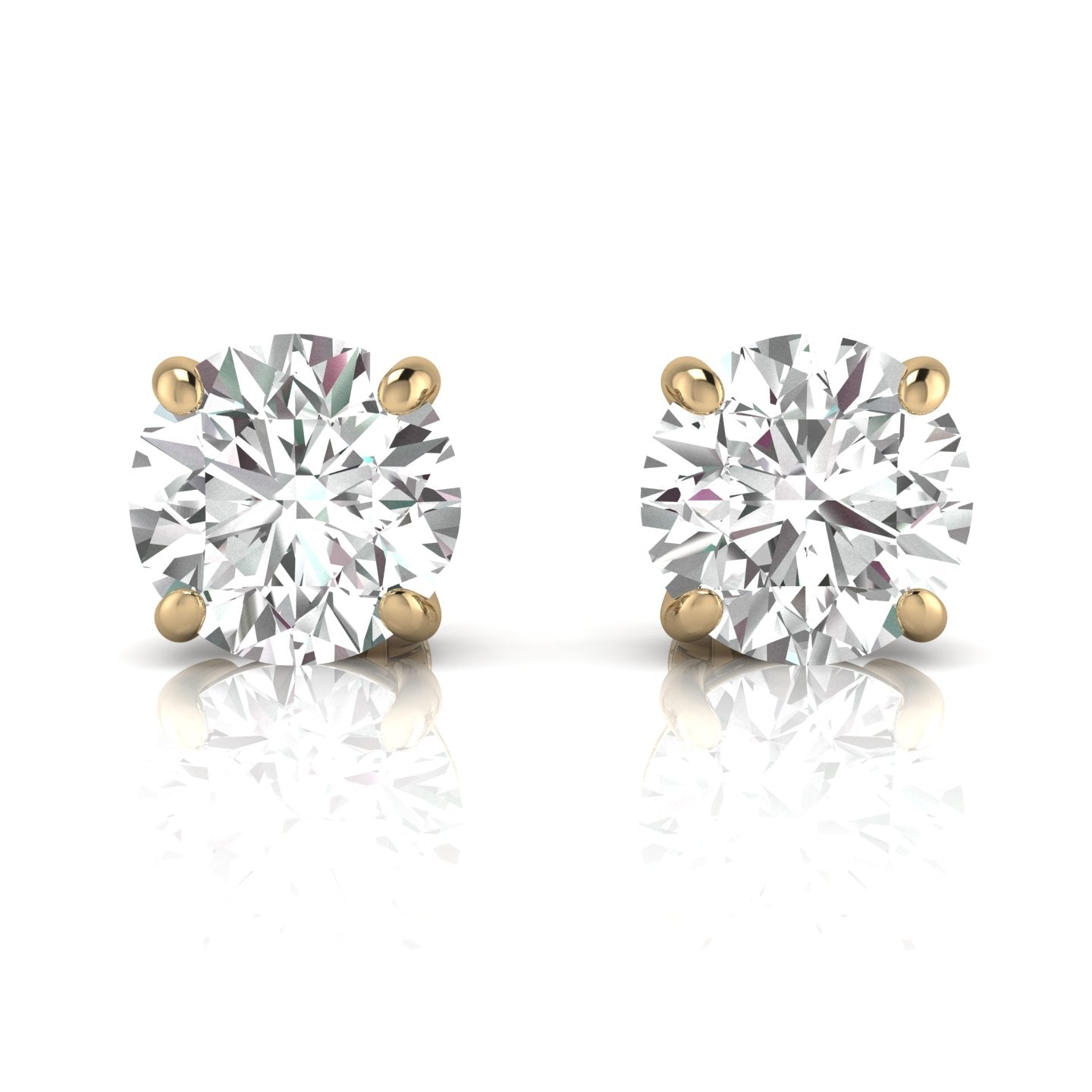 Natural Round Solitaire Diamond Stud Earrings For Women, Earth Mine Diamonds 4 Claw Set, UK Hallmarked