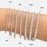 Bracelet en argent sterling 925 serti clos de diamants de laboratoire ronds