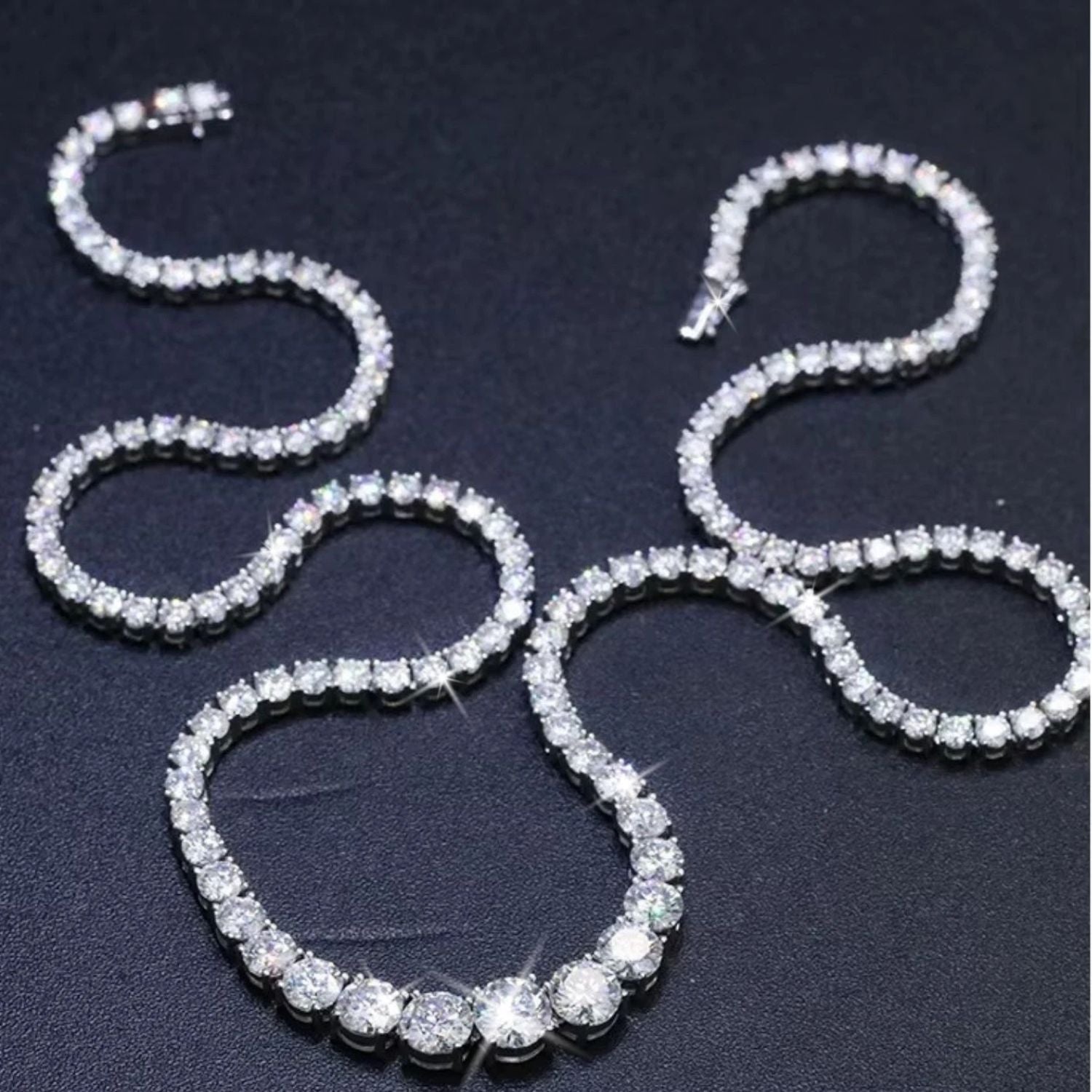 10.50 Carat Lab Grown Round Diamond Graduated Tennis Necklace in White Gold