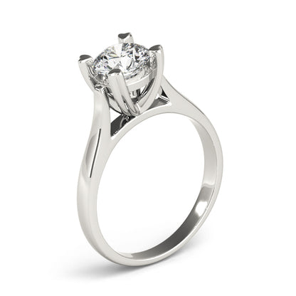 Round Cut Diamond Heart-Shaped Prong Set Engagement Ring