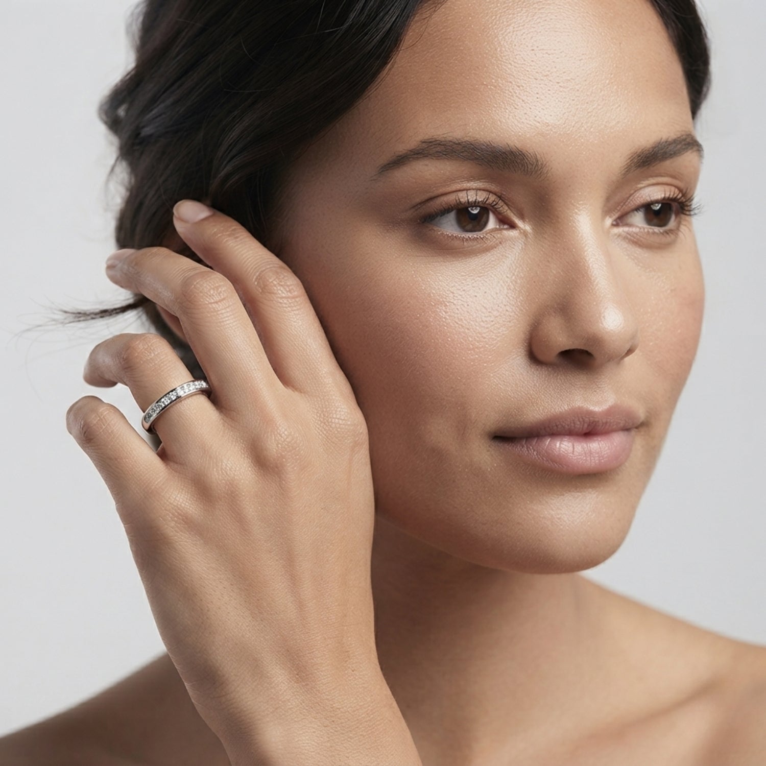 Channel Set Half Eternity Ring in Gold & Platinum