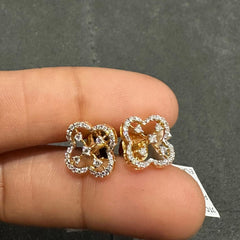0.40 Carat Natural Diamond Clover Shape 18K Yellow Gold Stud Earring for Women
