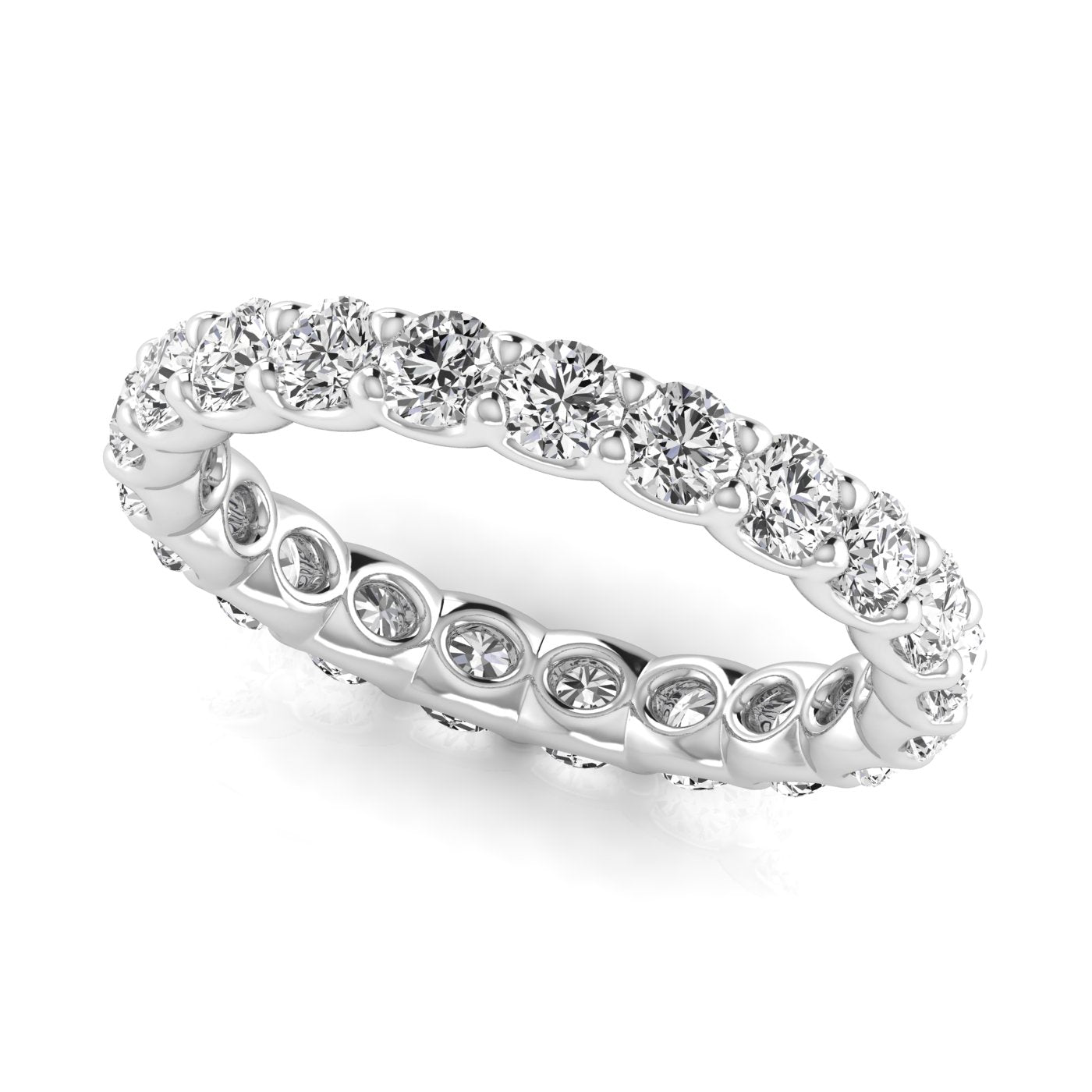 Lab-Grown Round Cut Diamond Four Prong Claw Set Full Eternity Wedding Ring