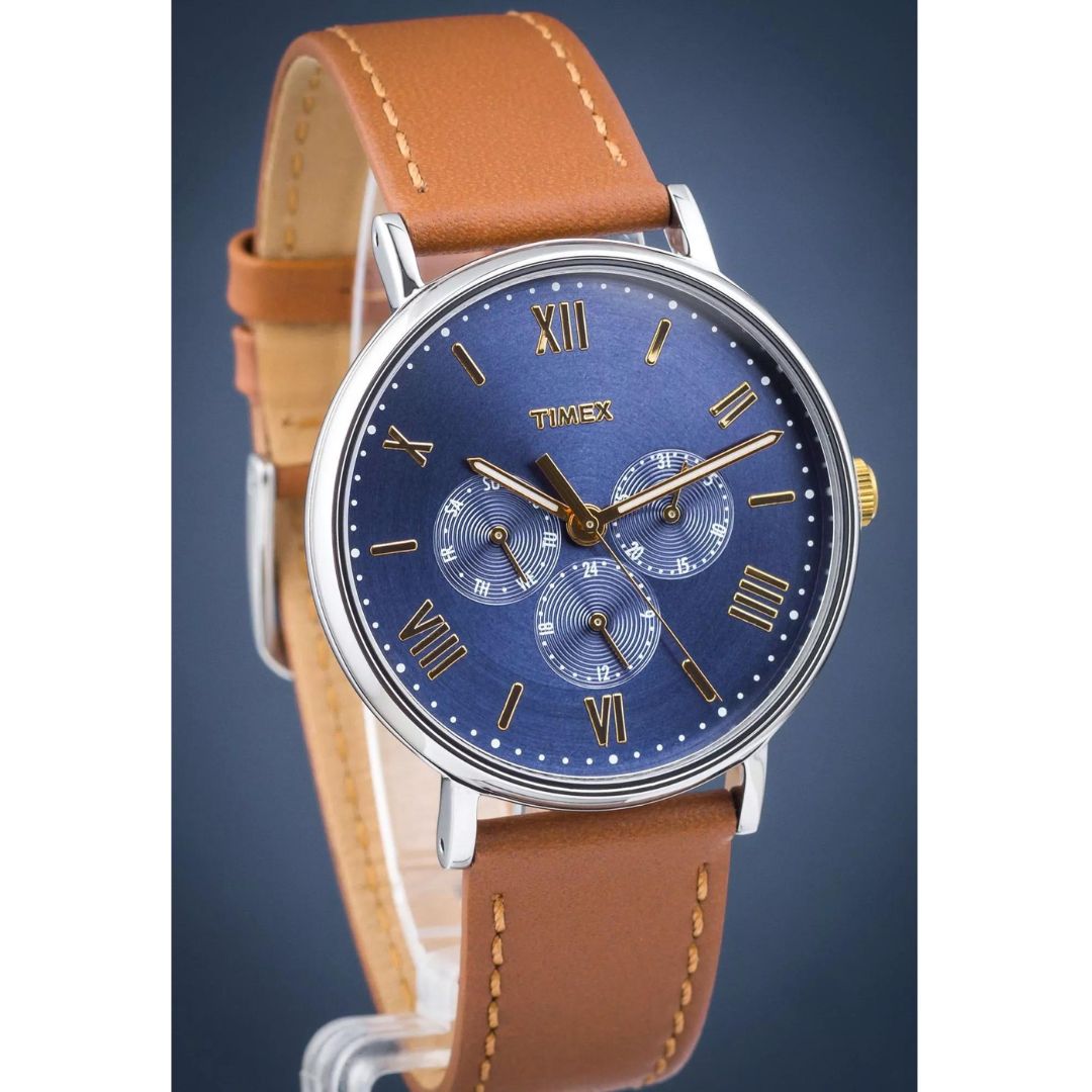 Mens Southview Multifunction Watch with Leather Strap