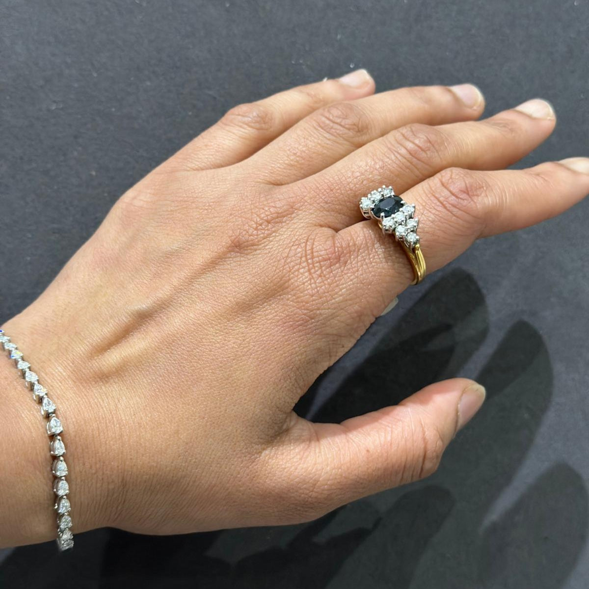 Bague de fiançailles avec halo de diamants ronds de laboratoire - argent 925 - DE/VS